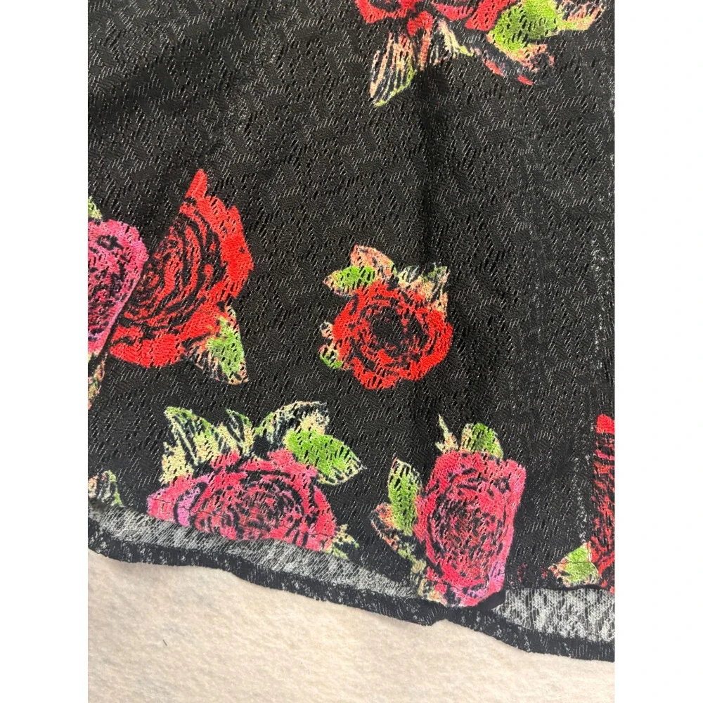 Free People Modern Fit Flare Whimsigoth Goth Rose Lace Waist - 0 Black Red